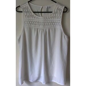 Elle Designer Sleeveless Blouse White Top‎ Stretch Casual Shirt Women's Size XL
